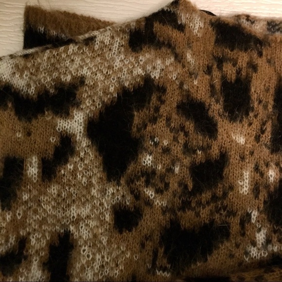 nwt Anthropologie Lineamaglia Italian Mohair Boxy Sweater Leopard Black Tan XS - Picture 13 of 16